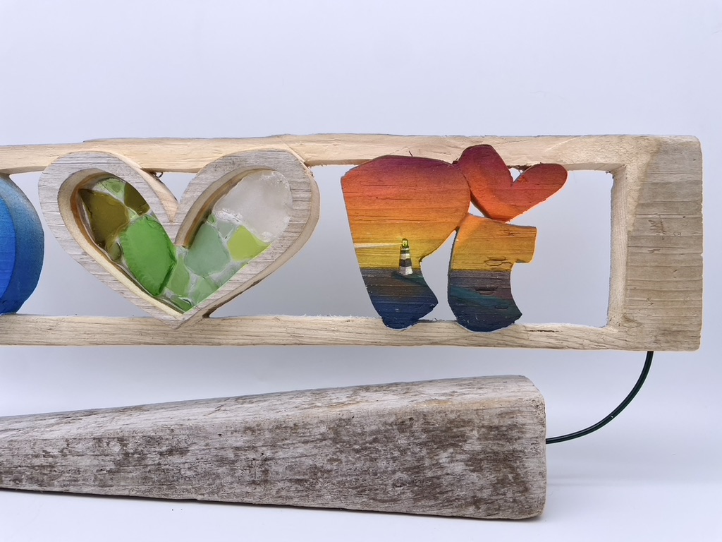 Carved driftwood piece